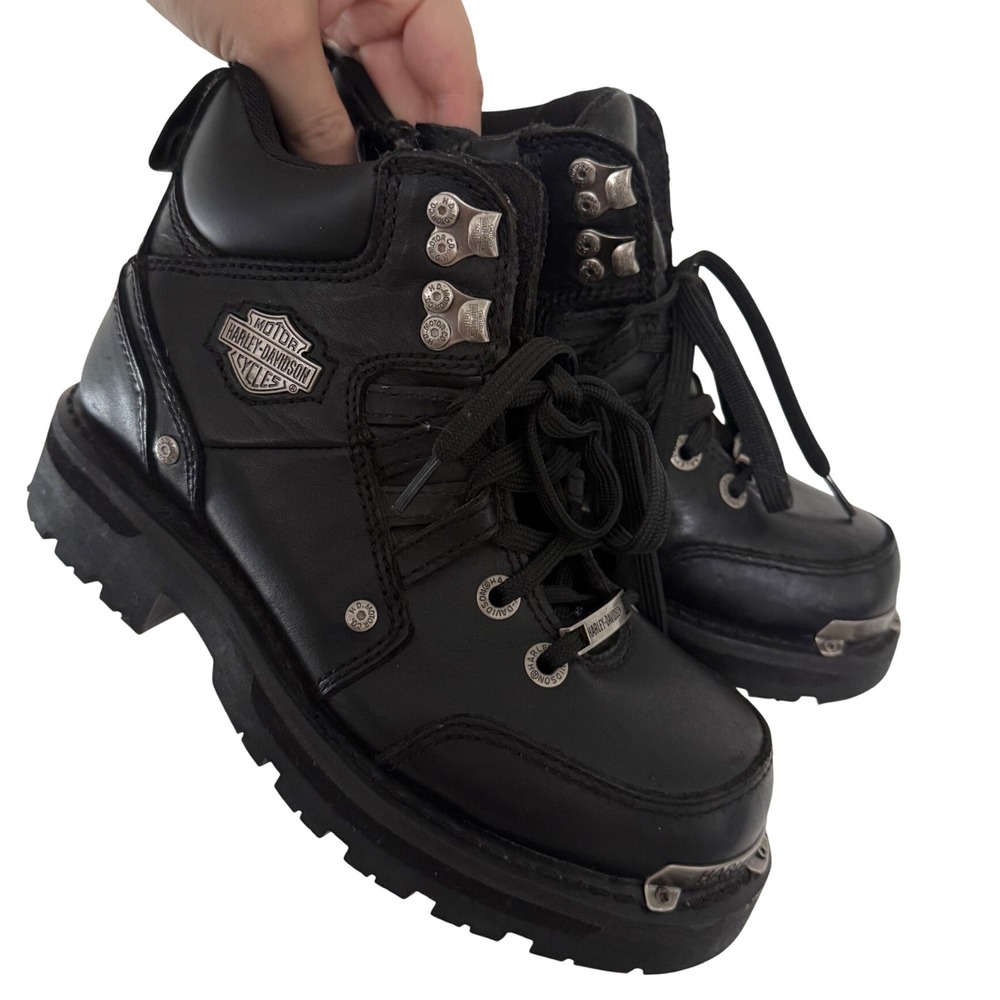 Harley-Davidson Womens Tracey Black Leather Motorcycle Boots 84496 Size 5.5 moto